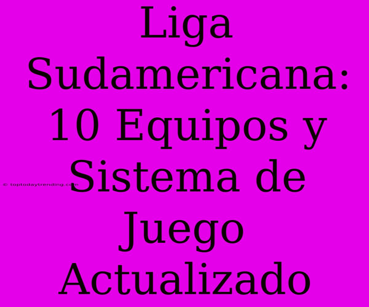 Liga Sudamericana: 10 Equipos Y Sistema De Juego Actualizado