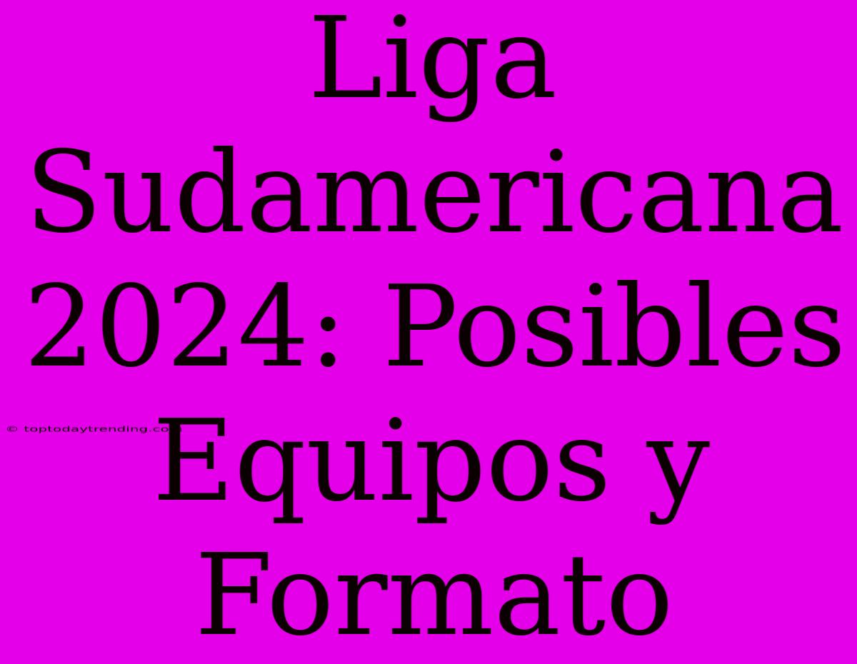 Liga Sudamericana 2024: Posibles Equipos Y Formato