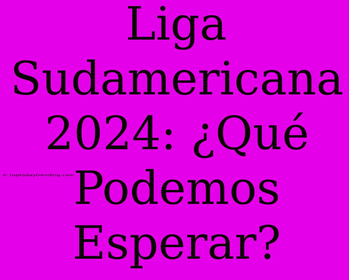 Liga Sudamericana 2024: ¿Qué Podemos Esperar?