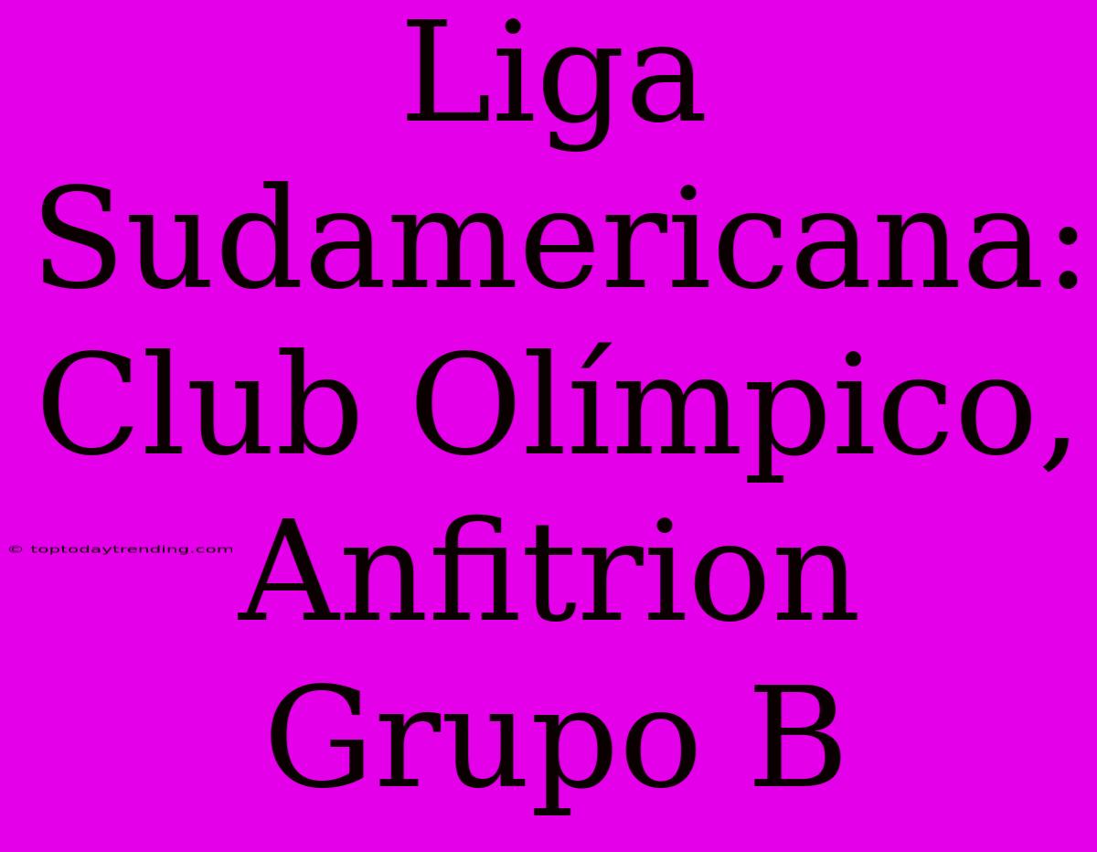 Liga Sudamericana: Club Olímpico, Anfitrion Grupo B