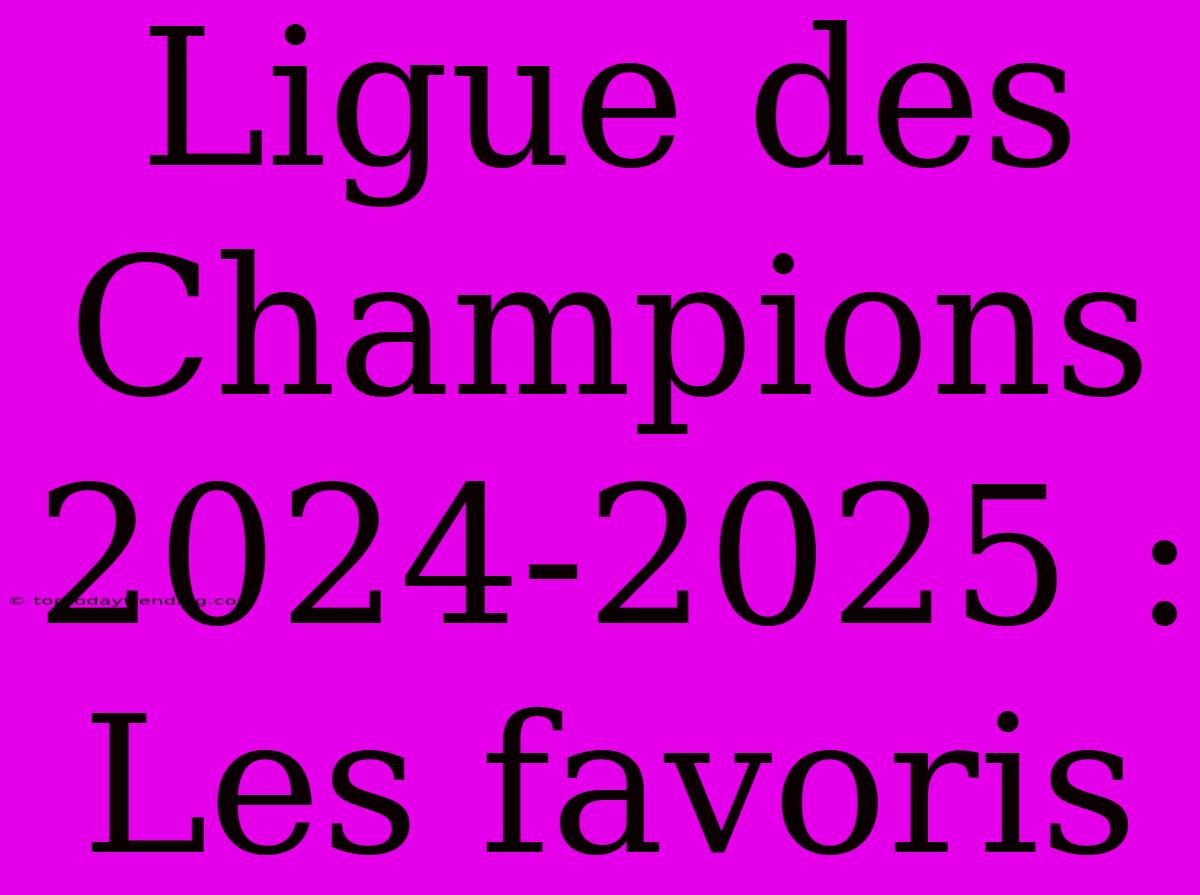 Ligue Des Champions 2024-2025 : Les Favoris