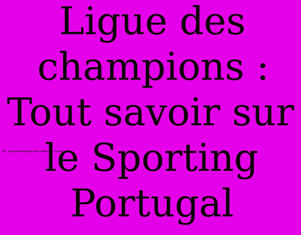 Ligue Des Champions : Tout Savoir Sur Le Sporting Portugal