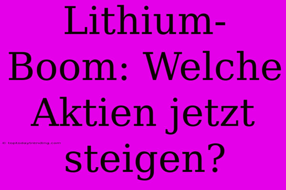 Lithium-Boom: Welche Aktien Jetzt Steigen?