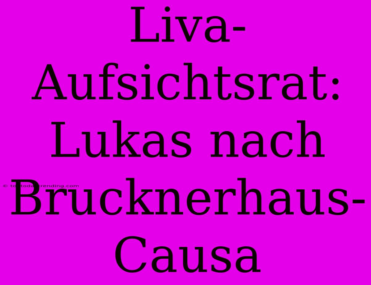 Liva-Aufsichtsrat: Lukas Nach Brucknerhaus-Causa