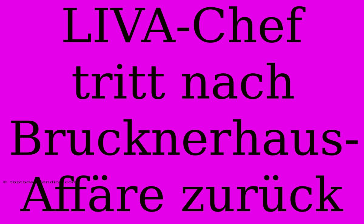 LIVA-Chef Tritt Nach Brucknerhaus-Affäre Zurück