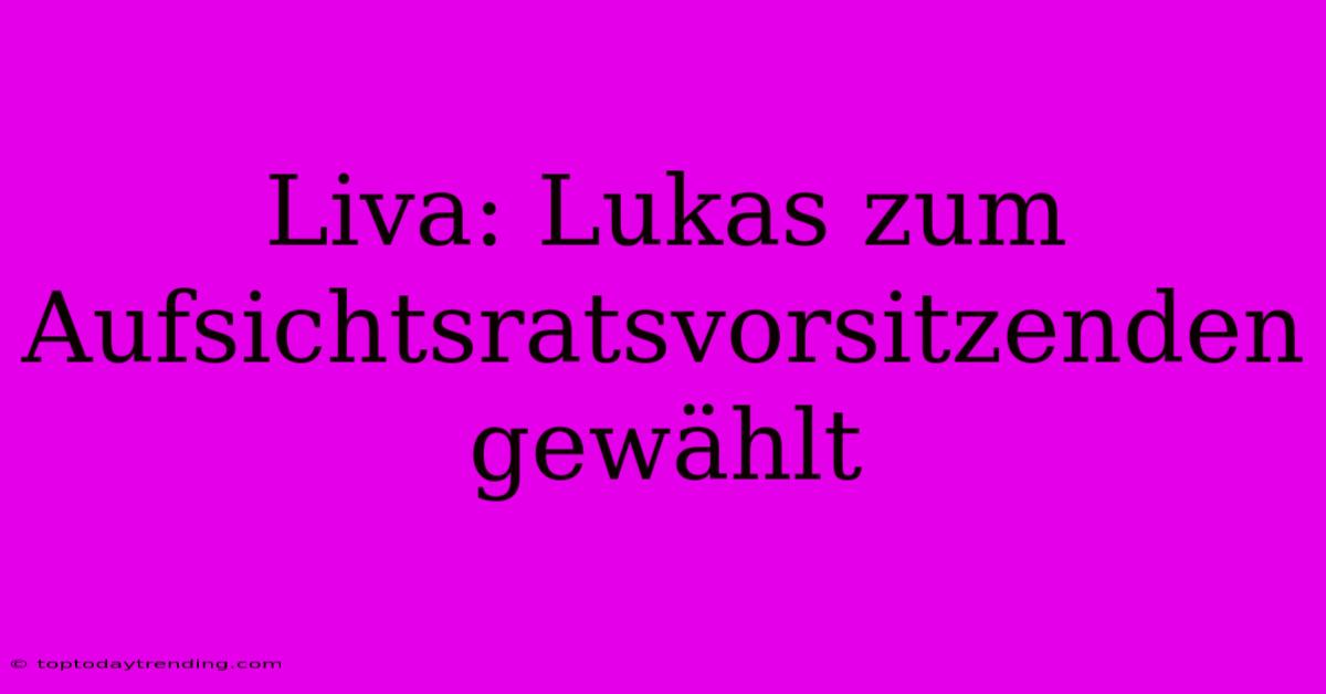 Liva: Lukas Zum Aufsichtsratsvorsitzenden Gewählt