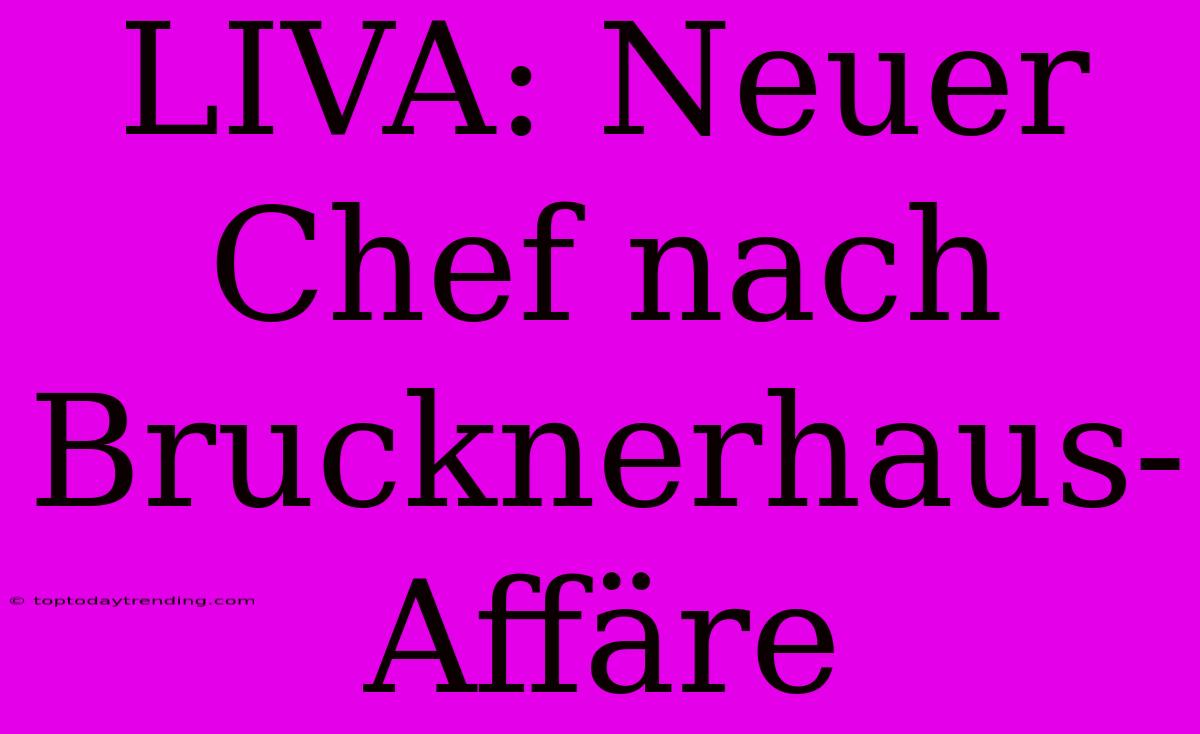 LIVA: Neuer Chef Nach Brucknerhaus-Affäre