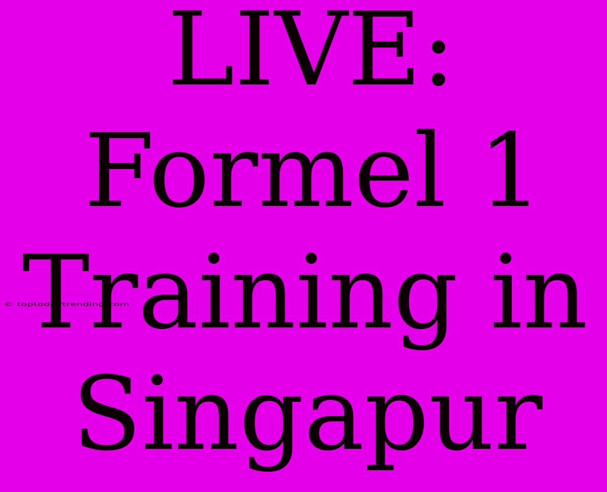 LIVE: Formel 1 Training In Singapur