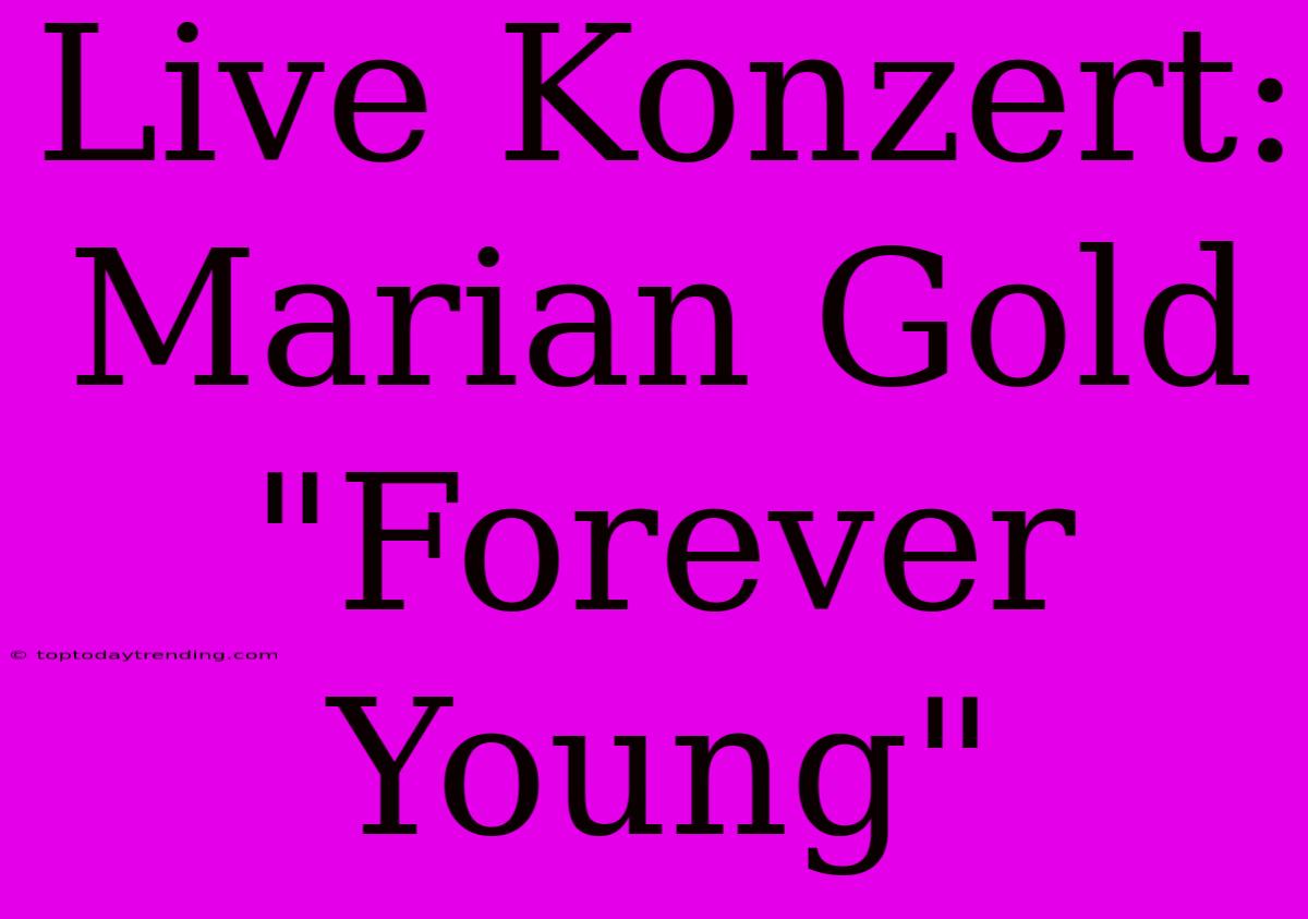 Live Konzert: Marian Gold 