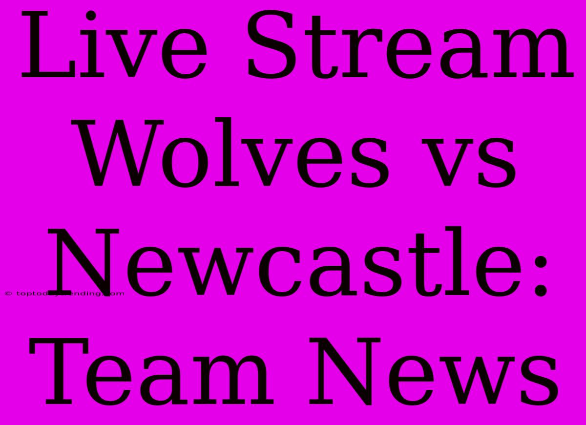 Live Stream Wolves Vs Newcastle: Team News