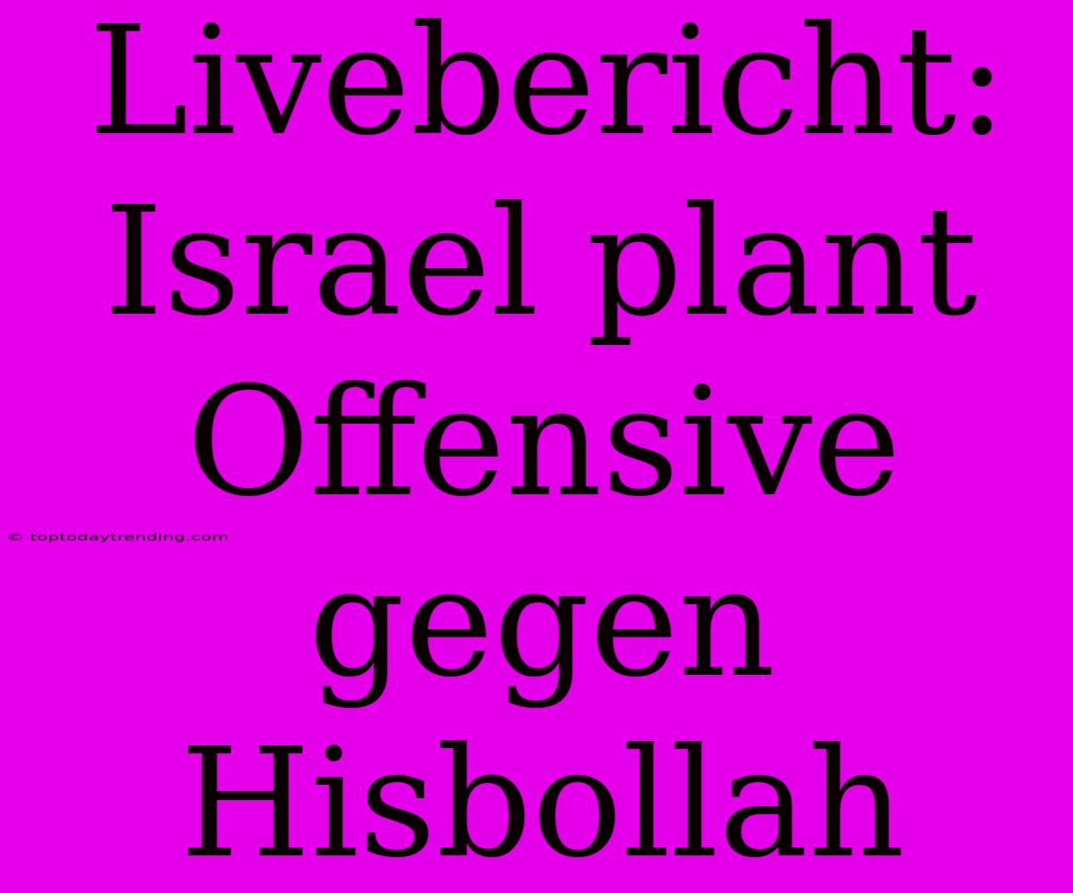 Livebericht: Israel Plant Offensive Gegen Hisbollah