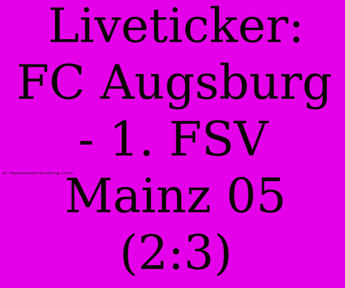 Liveticker: FC Augsburg - 1. FSV Mainz 05 (2:3)