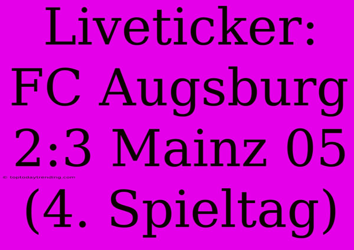 Liveticker: FC Augsburg 2:3 Mainz 05 (4. Spieltag)