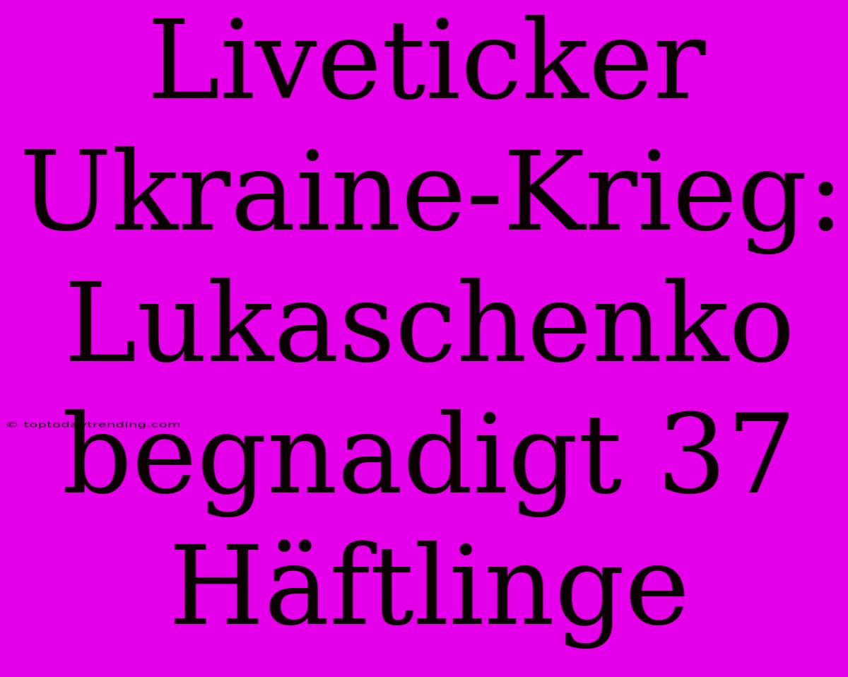 Liveticker Ukraine-Krieg: Lukaschenko Begnadigt 37 Häftlinge