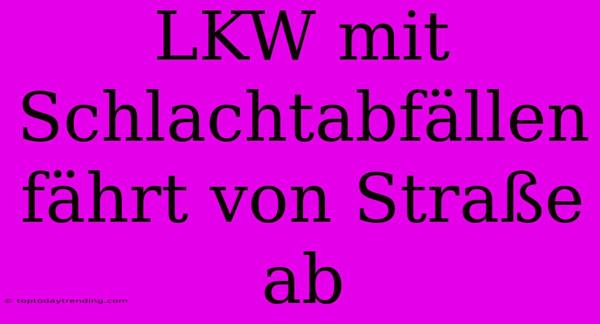 LKW Mit Schlachtabfällen Fährt Von Straße Ab