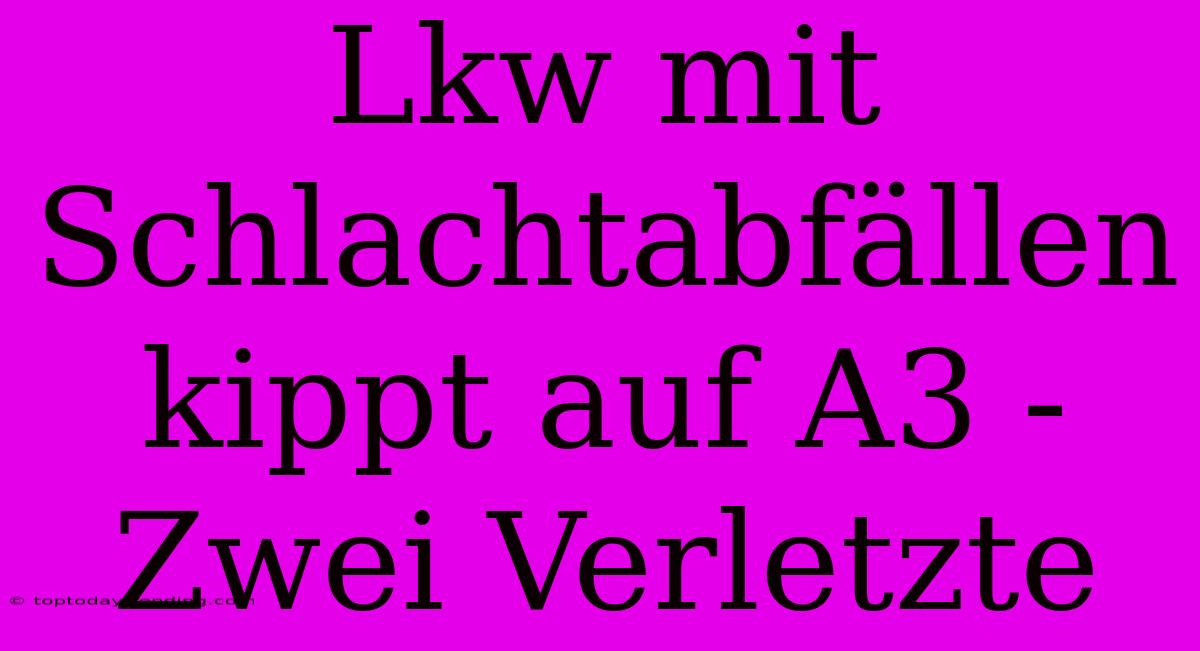 Lkw Mit Schlachtabfällen Kippt Auf A3 - Zwei Verletzte