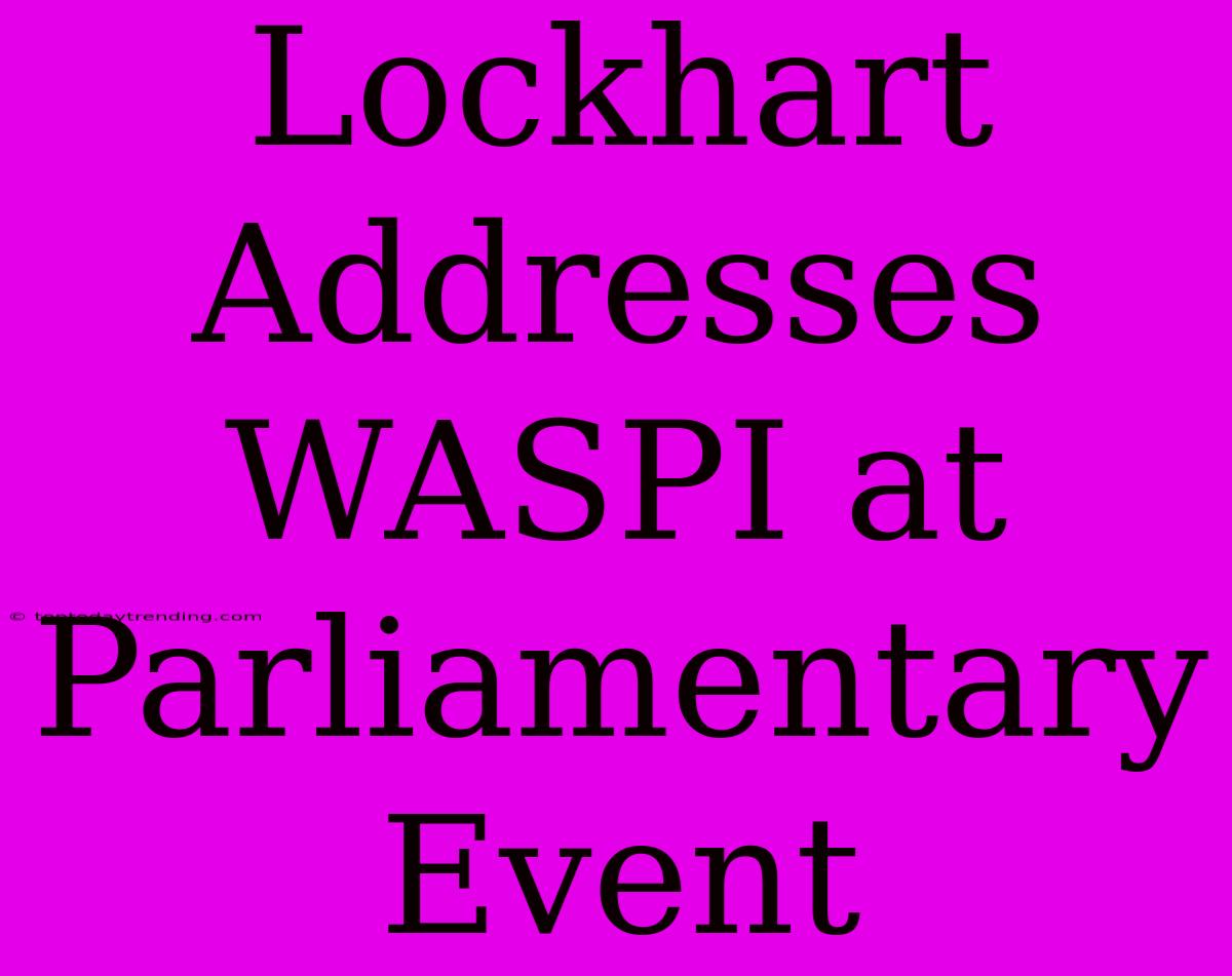 Lockhart Addresses WASPI At Parliamentary Event