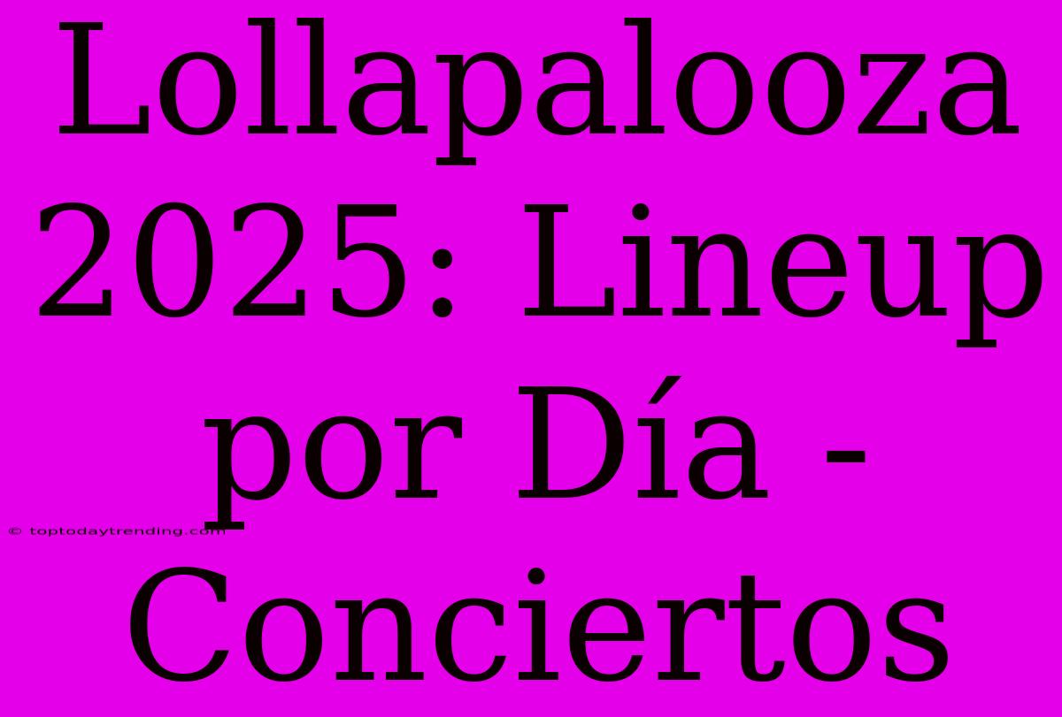 Lollapalooza 2025: Lineup Por Día - Conciertos