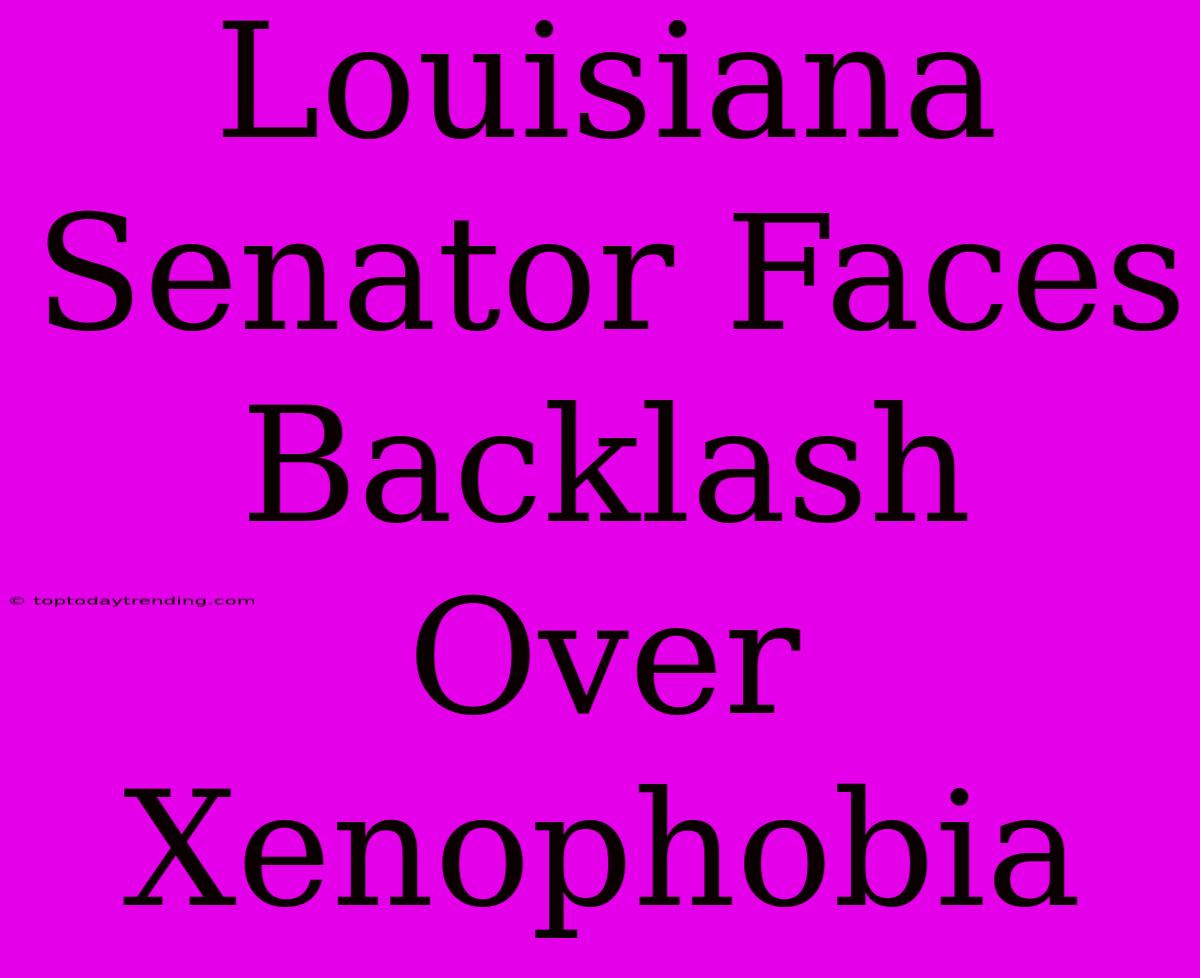 Louisiana Senator Faces Backlash Over Xenophobia