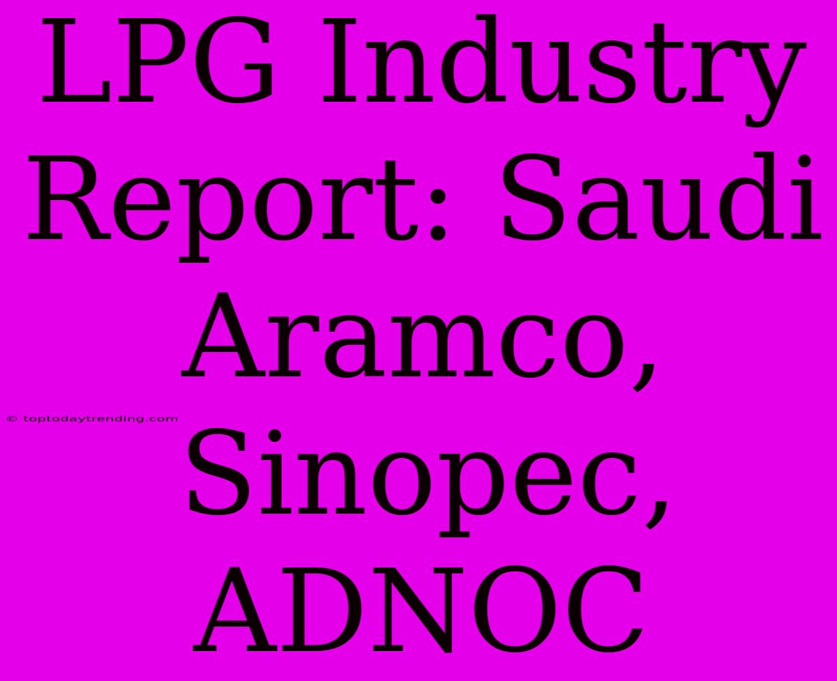 LPG Industry Report: Saudi Aramco, Sinopec, ADNOC