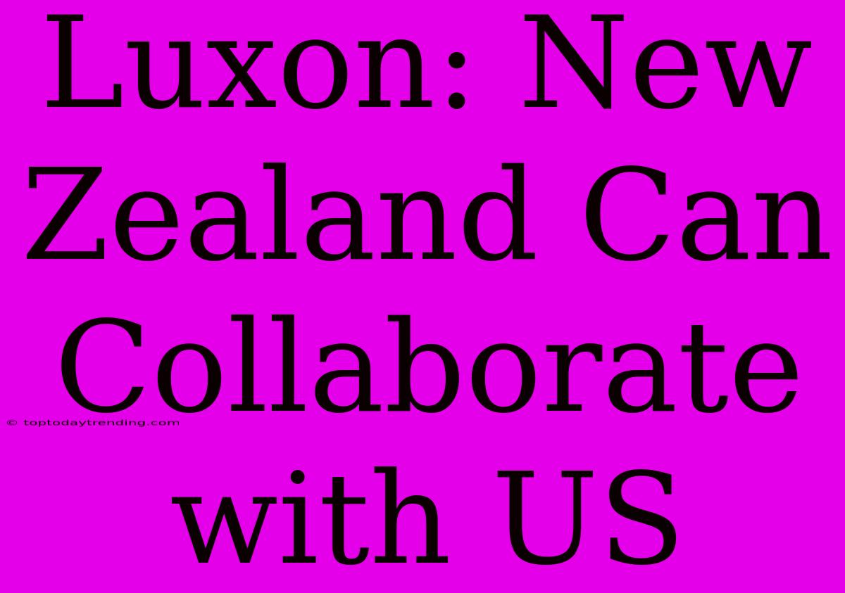 Luxon: New Zealand Can Collaborate With US