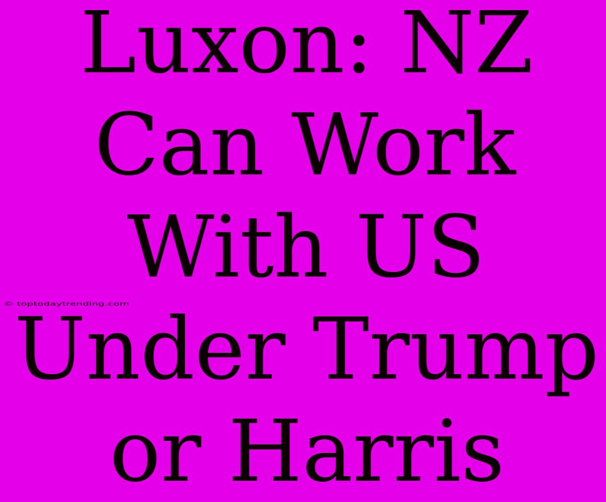 Luxon: NZ Can Work With US Under Trump Or Harris