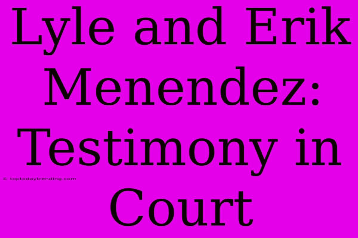 Lyle And Erik Menendez: Testimony In Court