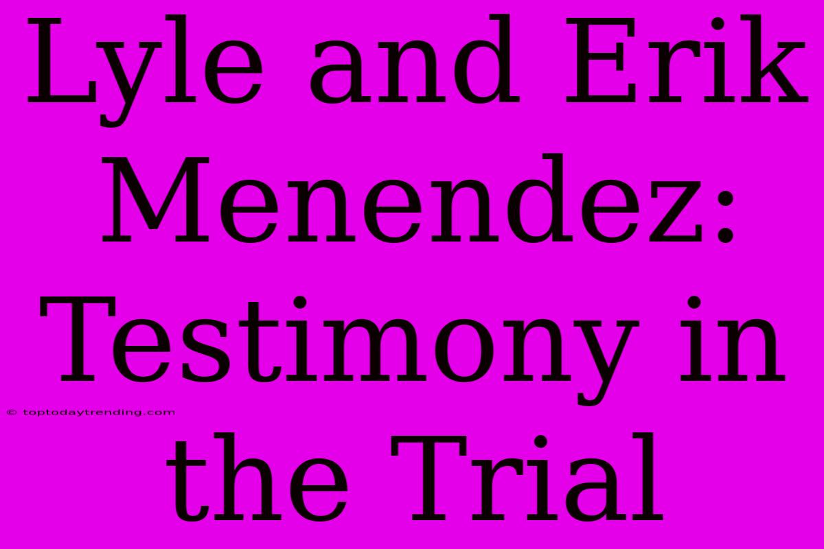 Lyle And Erik Menendez: Testimony In The Trial