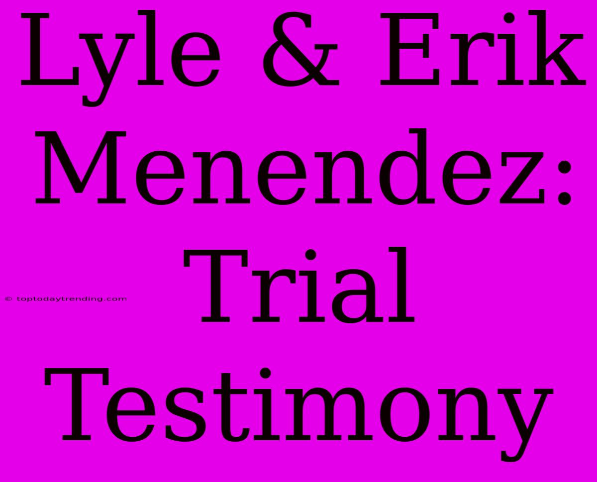 Lyle & Erik Menendez: Trial Testimony