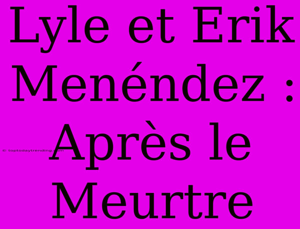 Lyle Et Erik Menéndez : Après Le Meurtre