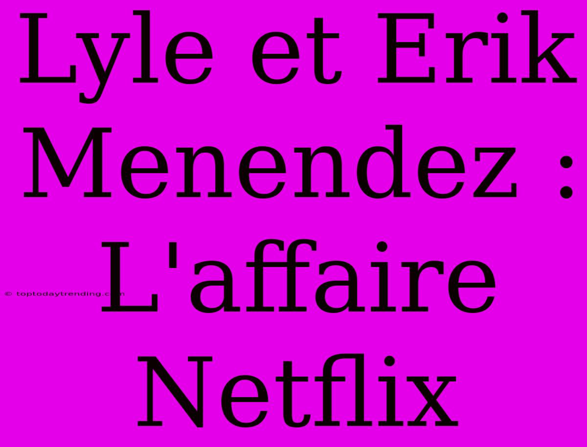 Lyle Et Erik Menendez : L'affaire Netflix