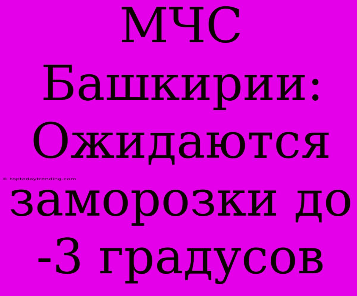 МЧС Башкирии: Ожидаются Заморозки До -3 Градусов