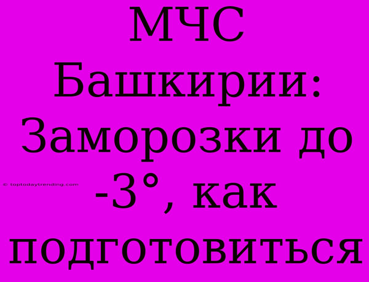 МЧС Башкирии: Заморозки До -3°, Как Подготовиться