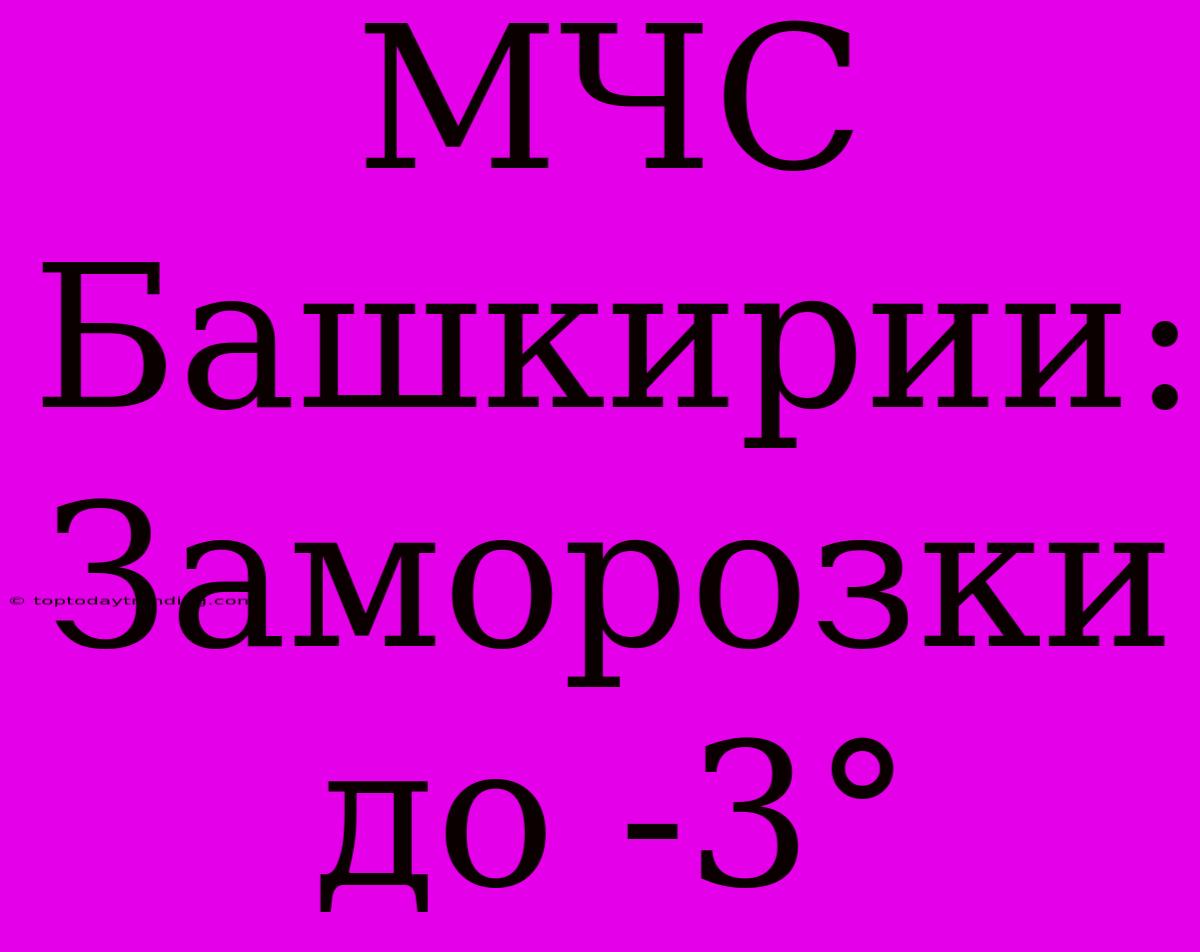 МЧС Башкирии: Заморозки До -3°