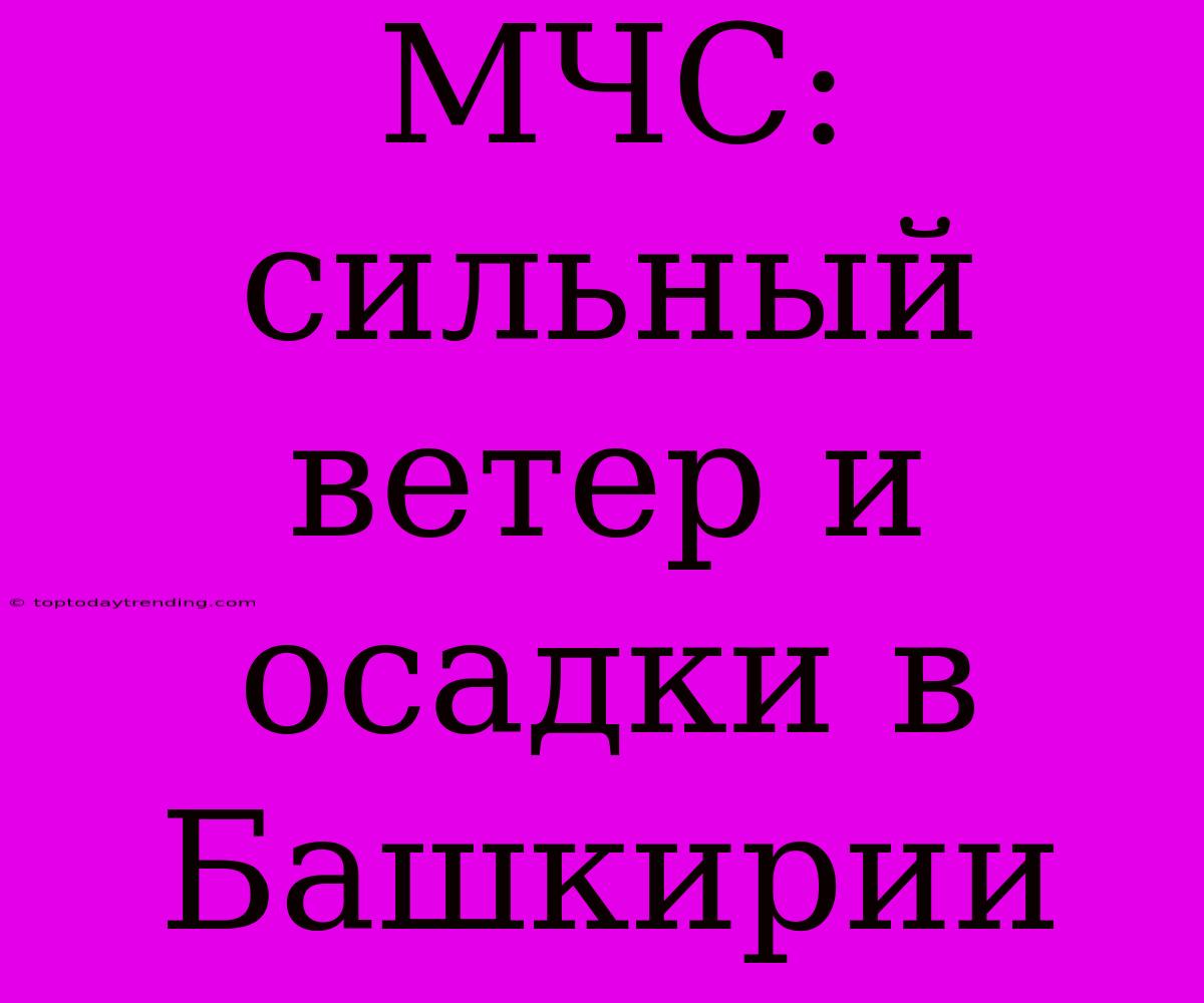 МЧС: Сильный Ветер И Осадки В Башкирии