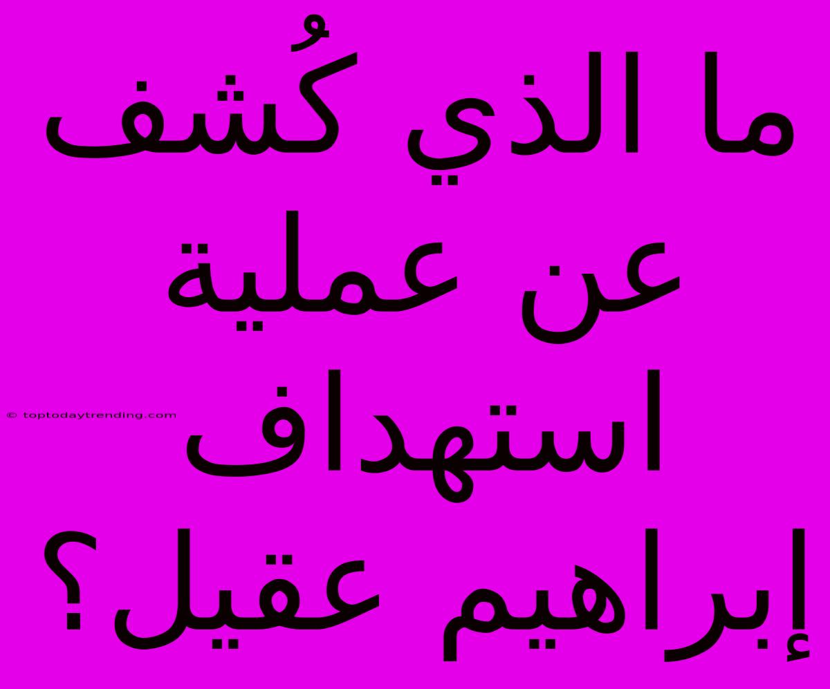 ما الذي كُشف عن عملية استهداف إبراهيم عقيل؟