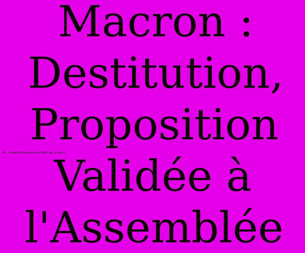 Macron : Destitution, Proposition Validée À L'Assemblée