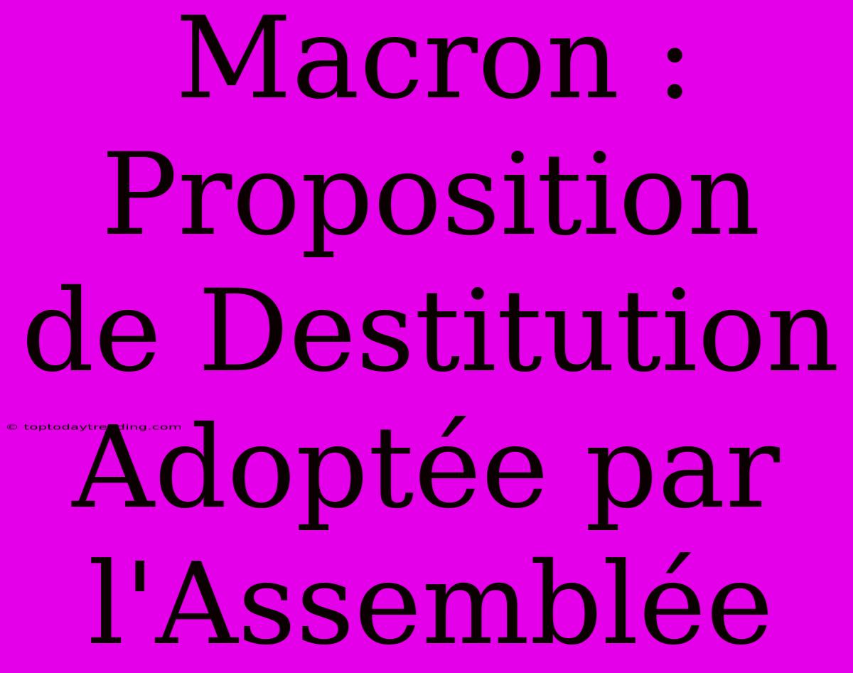 Macron : Proposition De Destitution Adoptée Par L'Assemblée