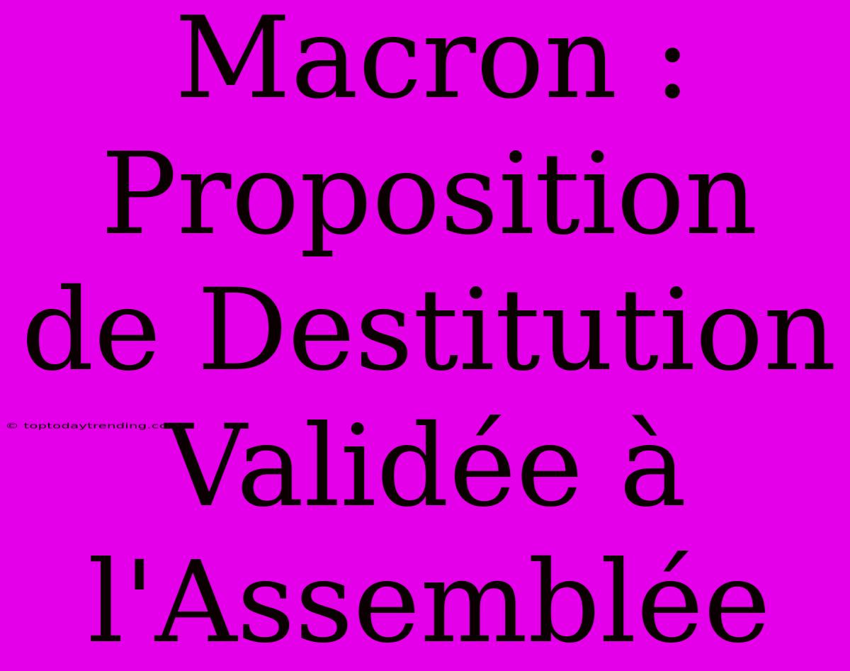 Macron : Proposition De Destitution Validée À L'Assemblée