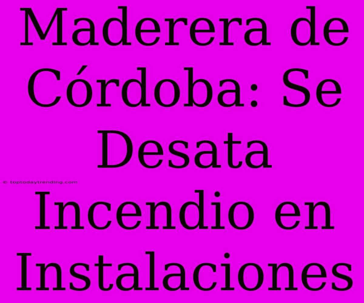 Maderera De Córdoba: Se Desata Incendio En Instalaciones