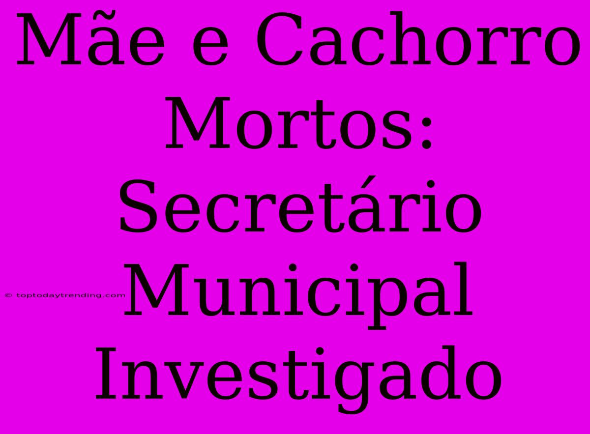 Mãe E Cachorro Mortos: Secretário Municipal Investigado