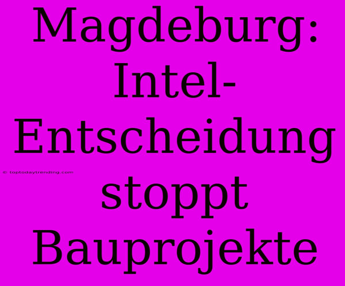 Magdeburg: Intel-Entscheidung Stoppt Bauprojekte