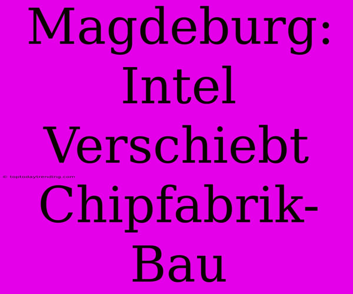 Magdeburg: Intel Verschiebt Chipfabrik-Bau