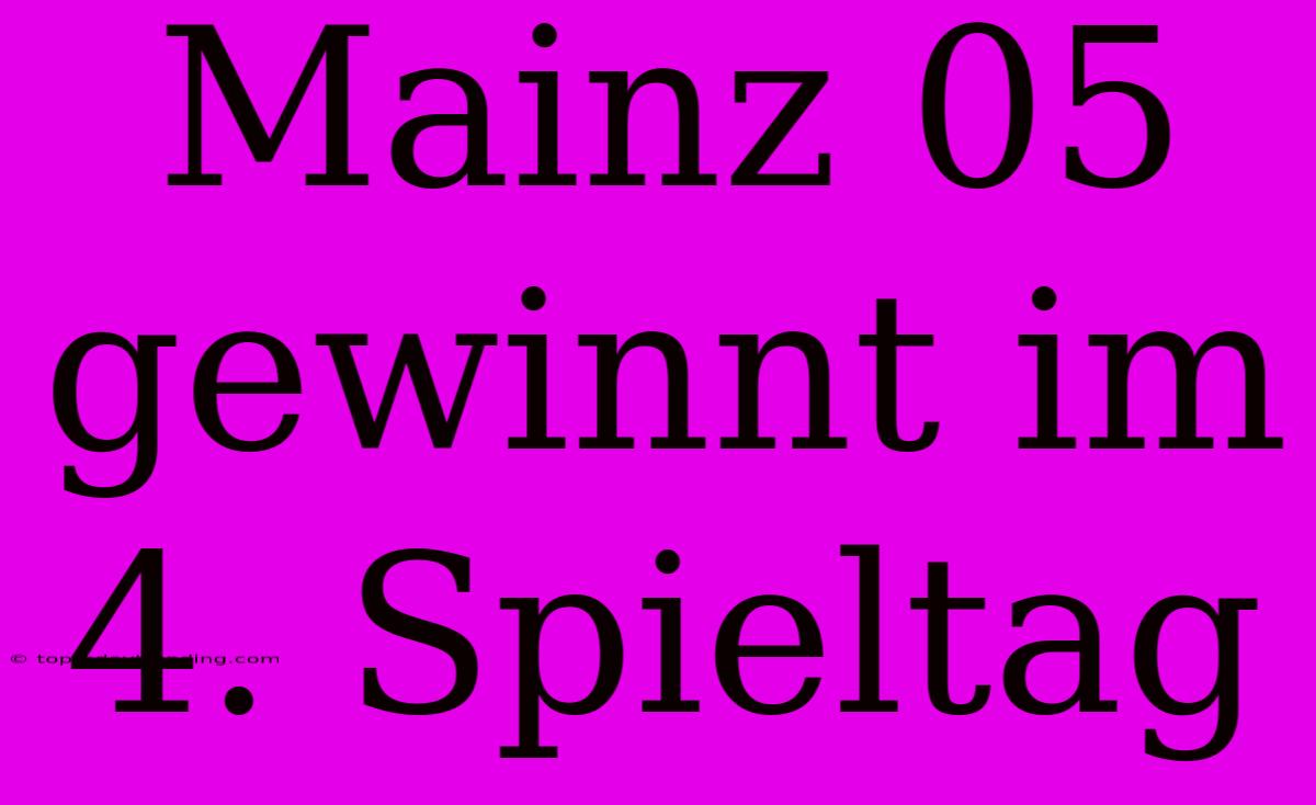 Mainz 05 Gewinnt Im 4. Spieltag