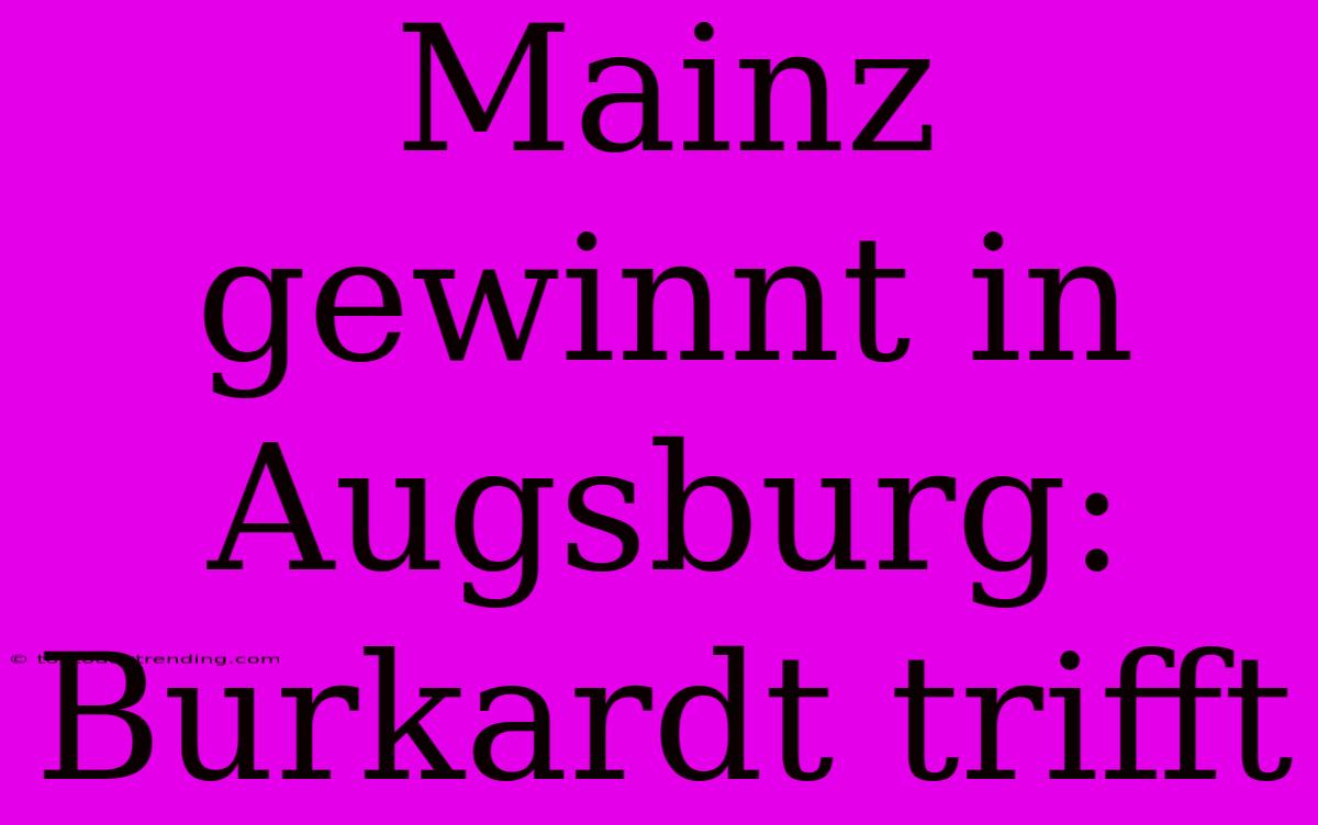 Mainz Gewinnt In Augsburg: Burkardt Trifft