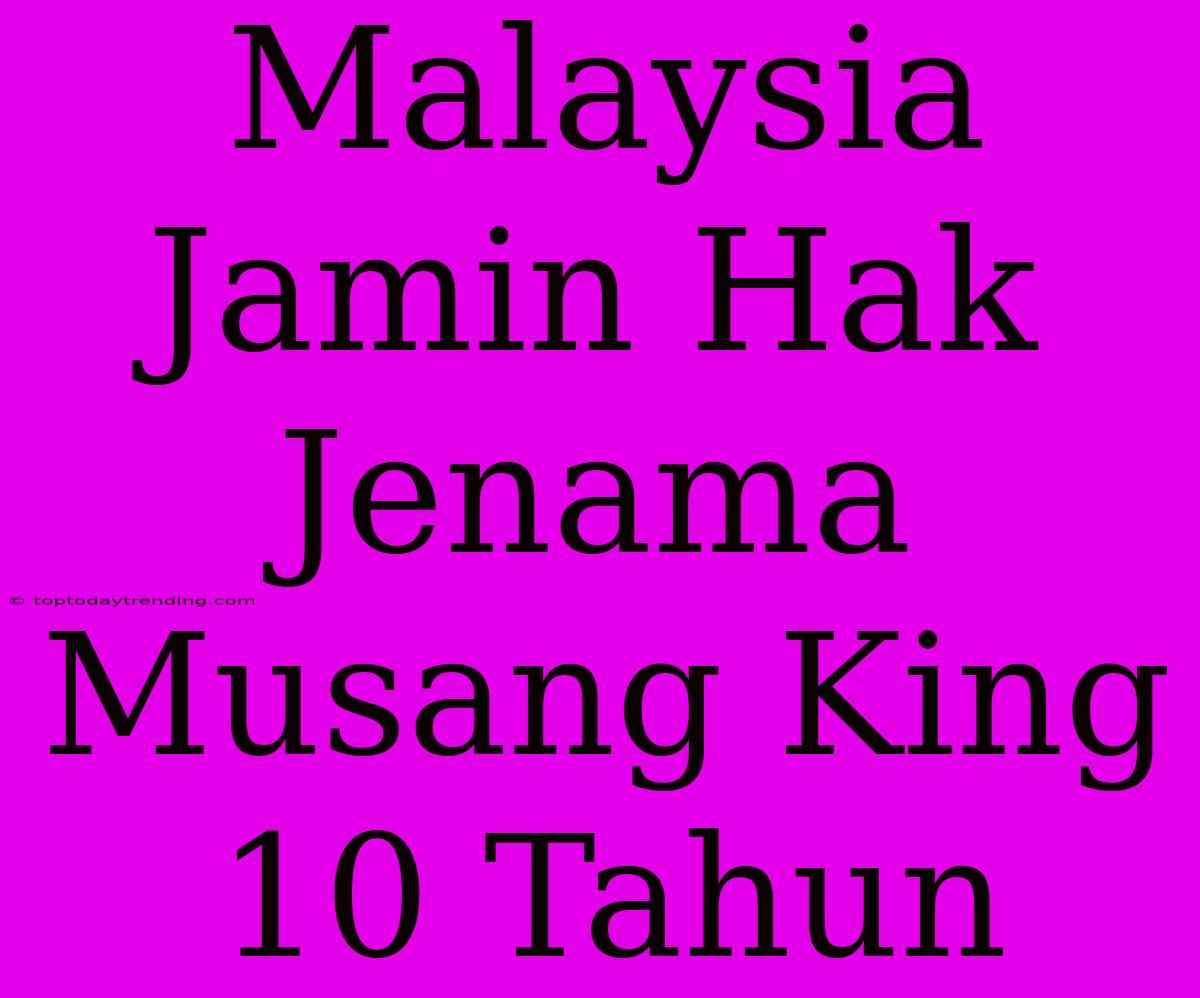 Malaysia Jamin Hak Jenama Musang King 10 Tahun