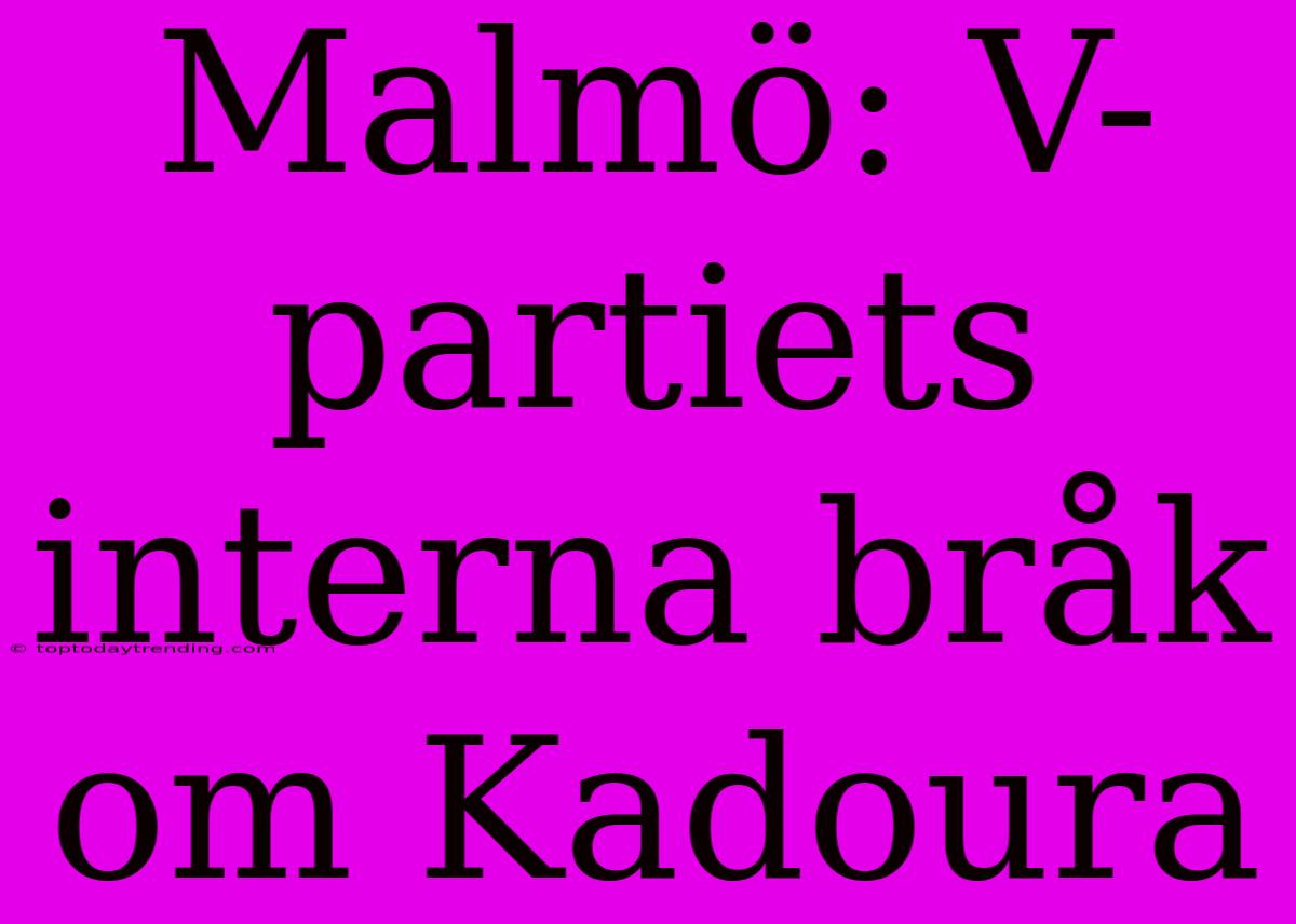 Malmö: V-partiets Interna Bråk Om Kadoura