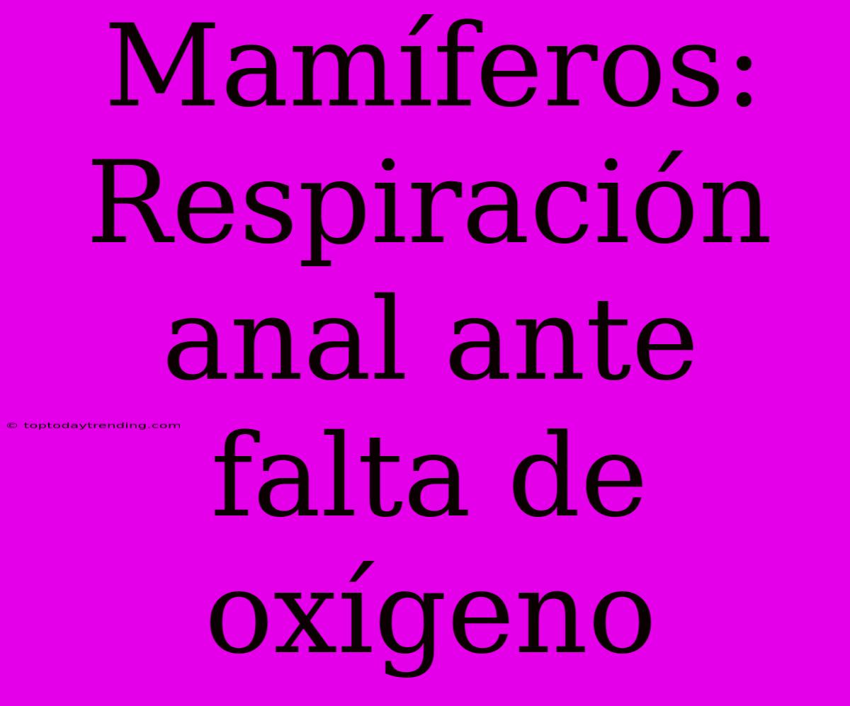 Mamíferos: Respiración Anal Ante Falta De Oxígeno