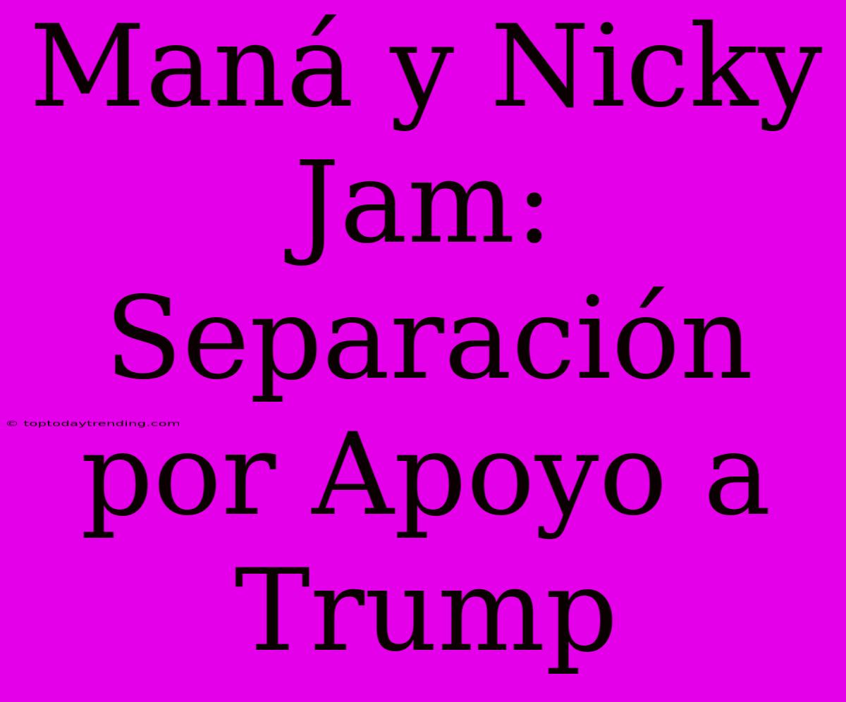 Maná Y Nicky Jam: Separación Por Apoyo A Trump