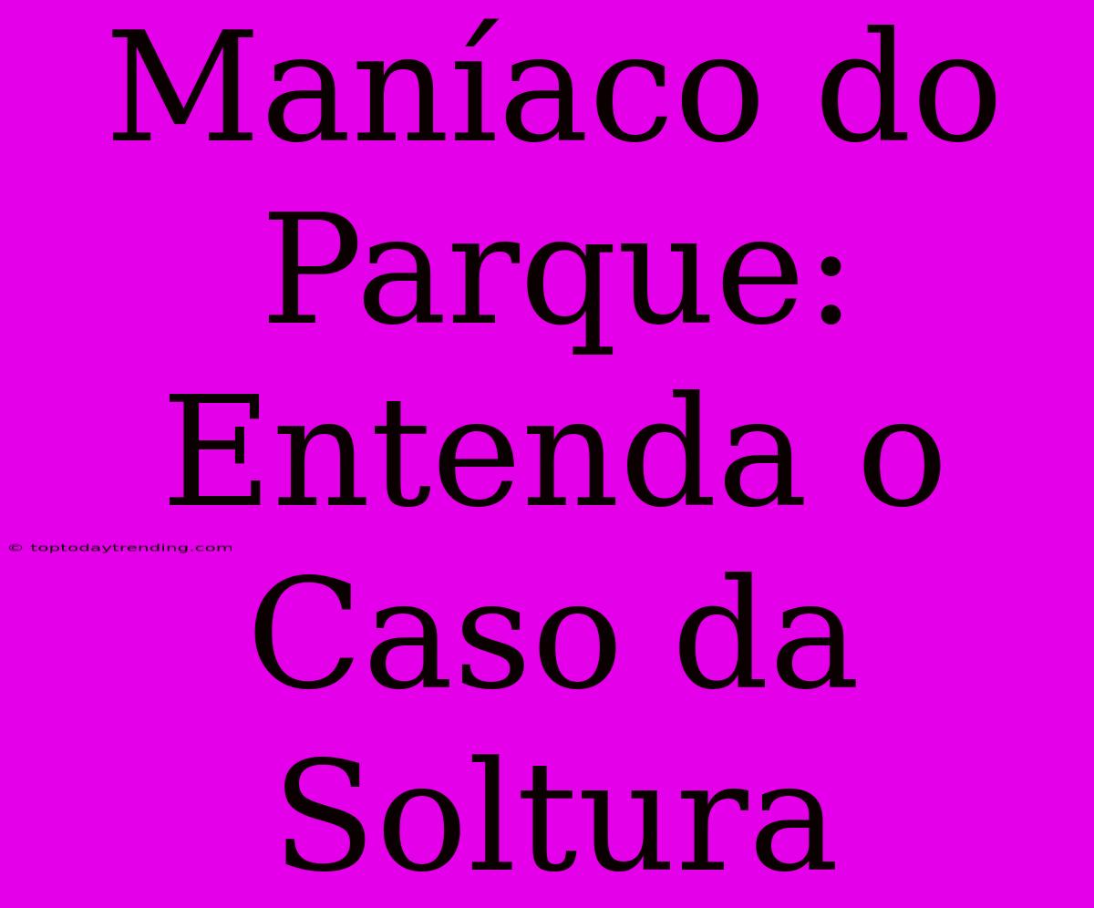 Maníaco Do Parque: Entenda O Caso Da Soltura